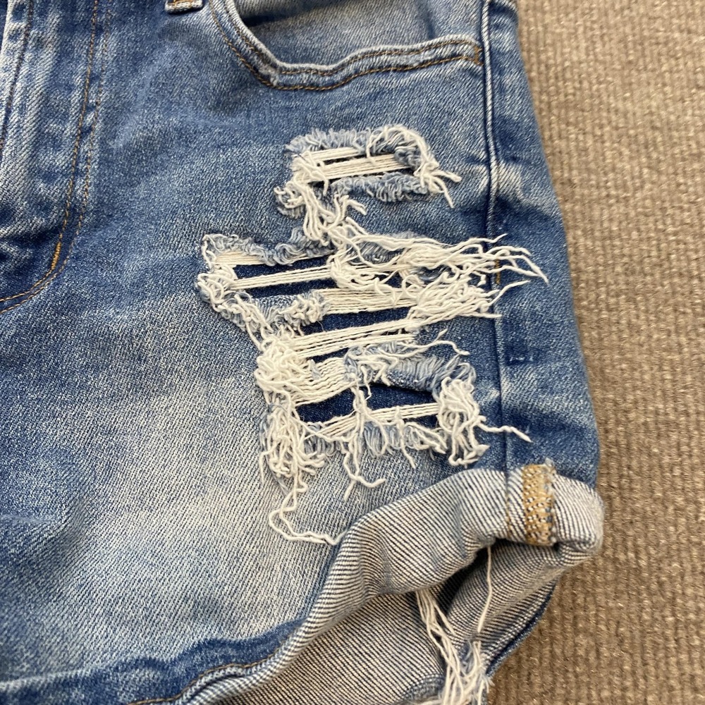 Vervet Cutoff Shorts Womens Medium Blue Distressed Denim Cuffed Stretch VT938 - Picture 3 of 10